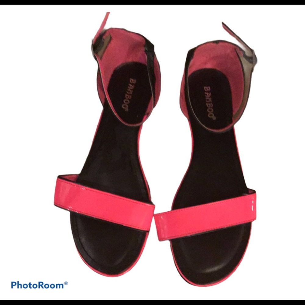 Hot Pink and Black Bamboo Sandals